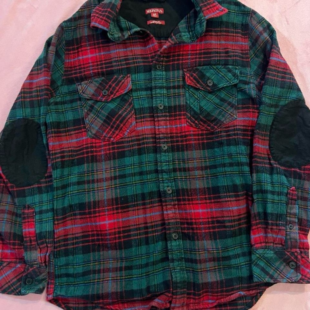 Merona Red and Green Plaid Shirt